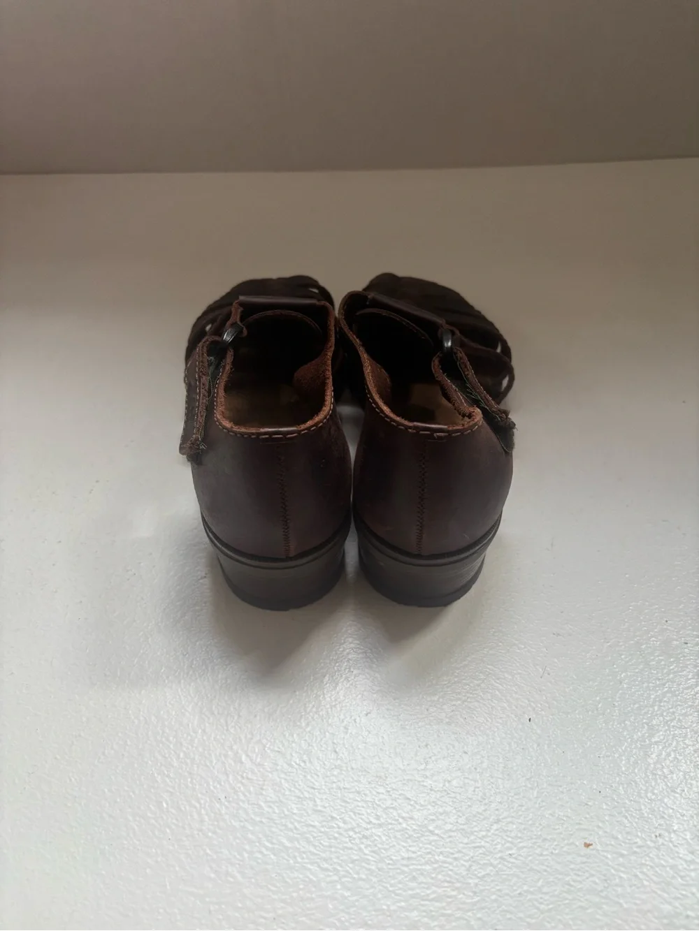GH Bass Womens Brown Leather Fisherman Sandals Caged Huarache Shoes Size 8M
